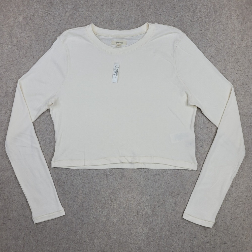 Madewell Shirt Womens 2XL Cropped Long Sleeve Ivory Pullover NEW